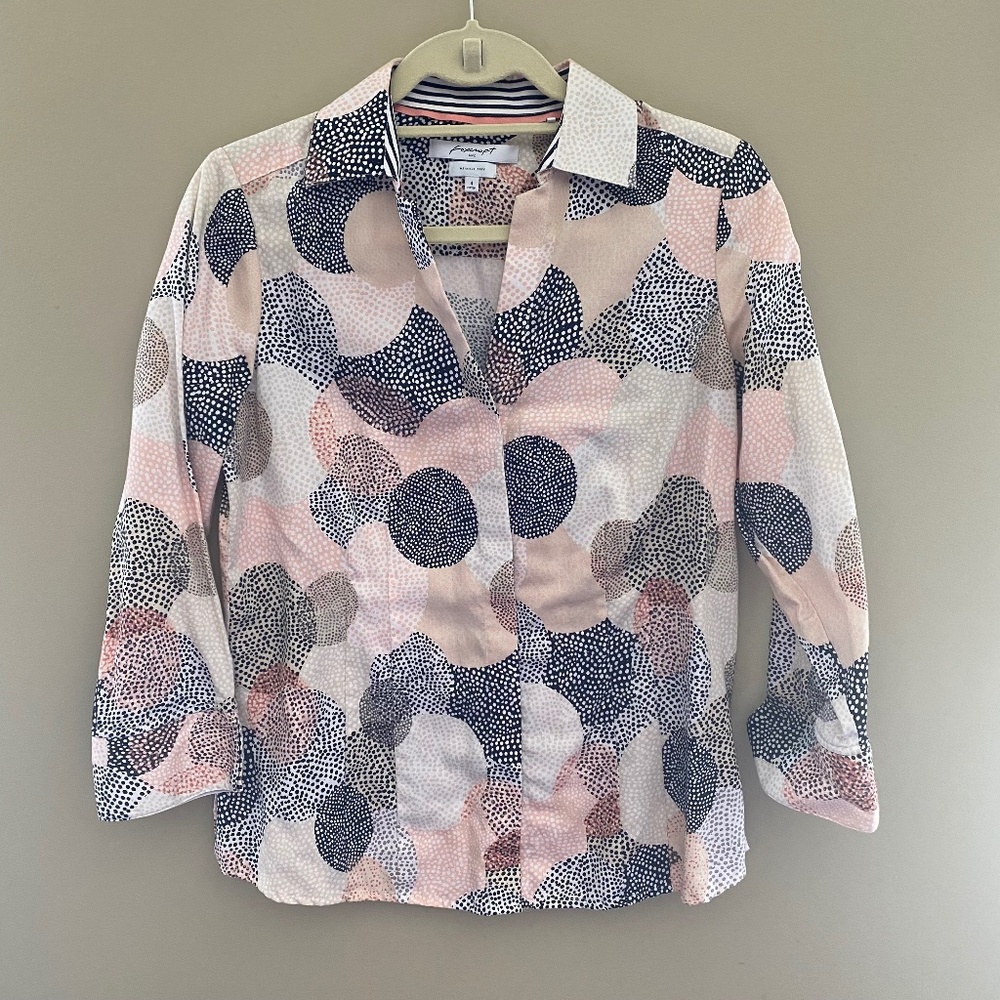 Foxcroft Multi-Color Circle Dotted Long Sleeve Top